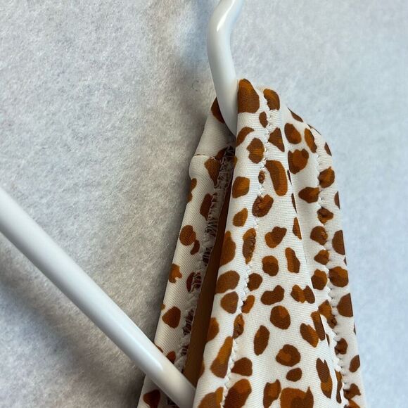 J. CREW One Piece Swimsuit XXL Brown White Animal Print Ruched One Shoulder - Picture 4 of 13